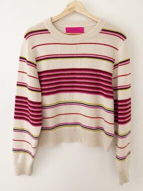 Elder Statesman Reverse Stripe Crew Sweater 100% Cashmere